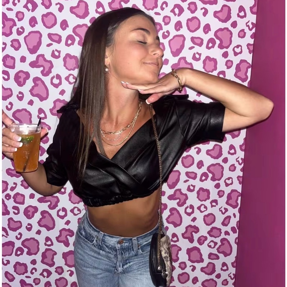 NONchalant Black Faux Leather KATE TOP- NWOT - Picture 3 of 7